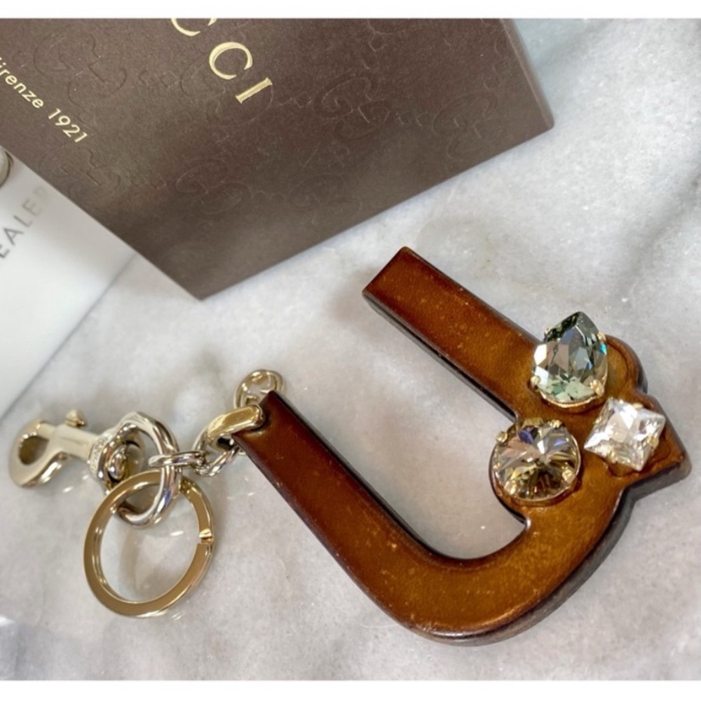 Gucci Alphabet Letter “U” Wooden & Crystal Bag Charm/Keychain